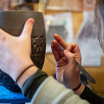 Amberlea McNaught working in her studio 2019